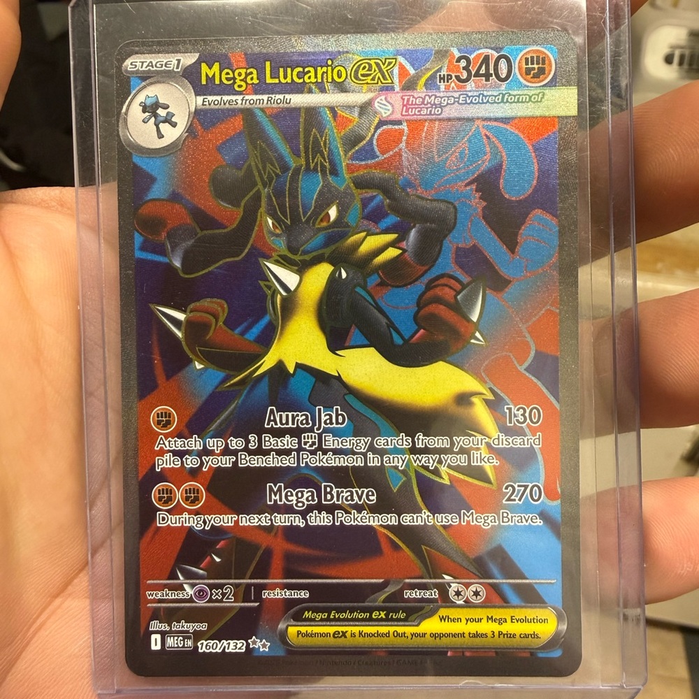 Pokemon Mega Lucario EX Card - Blue and Yellow